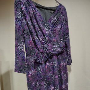 DAVID MEISTER PURPLES ABSTRACT RAISED VELVET ON WOVEN FABRIC SIDE BOW SIZE 10